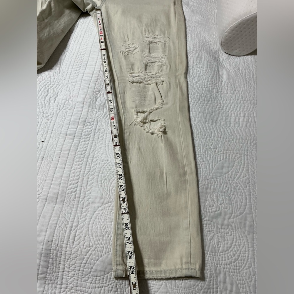 PILCRO Anthropologie Destroyed Mid-Rise Slim Boyfriend Jeans Light Wash Sz 27 - Picture 10 of 15